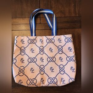 Estee Lauder Pink Tote Bag with Blue Accents Large 17x14 Nautical